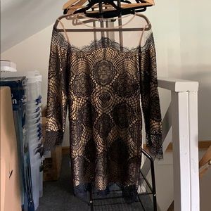 For love and lemons black nude lace dress